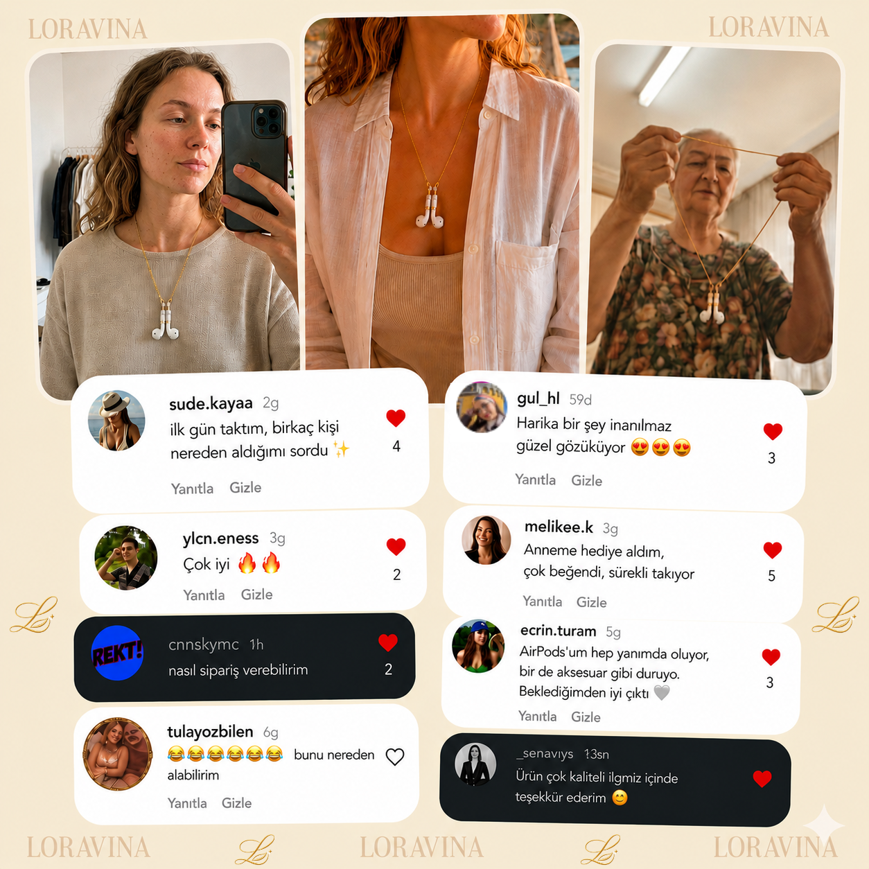 Loravina™ Manyetik AirPods Kolyesi